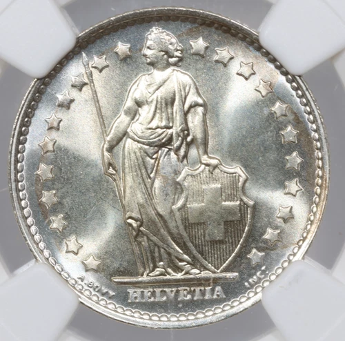 1966-B Switzerland Franc - NGC MS67 - Top Pop (7/0)