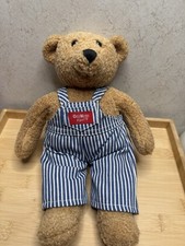 Vintage 90s 11" Eden Toys Osh Kosh B' Gosh Teddy Bear Vestbak Striped Overalls