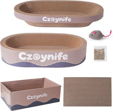 3PCS Cat Scratcher Cardboard, Oval Cat Scratch Pad Bowl Nest for Indoor Cats, ro
