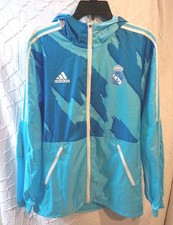 Adidas 2021 Mens Sz. M Real Madrid Windbreaker Jacket W/Hood, Pockets NWT Blue