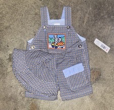 Vintage Youth/Toddler Puppy Express Overalls With Hat New Old Stock Size 12 MOS