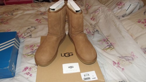 NEU UGG Classic Short Leder Damen Stiefel Braun US 10 / UK 8,5 / EU 41
