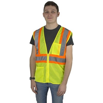 Safety Vest ANSI Class 2 Hi-Vis - Reflective Lime Green For Road Work ...