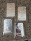(4)  1 oz. Highland Mint Silver Bars And Sunshine Mint Bat Still Sealed