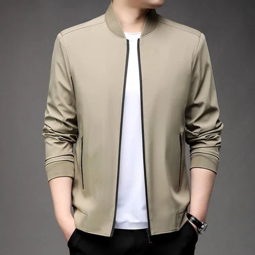 Herren Herbst lässige dünne Jacke leichte Sportbekleidung durchgehender Reißverschluss Frühling Baseball Mantel - Bild 29 von 30