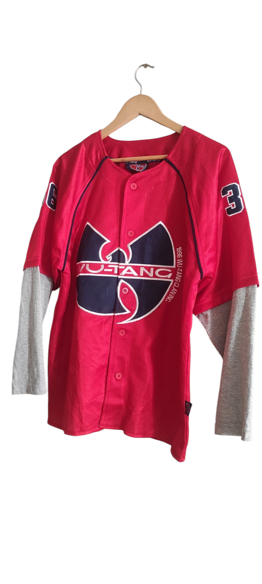 VTG WU-TANG CLAN Baseball Hip Hop Sweatshirt Red Jersey 36 vintage