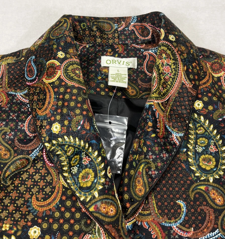 Colete feminino Orvis Paisley forrado de colarinho novo sem etiquetas G - Imagem 2 de 4