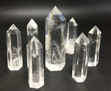 7 (SEVEN) NATURAL CLEAR QUARTZ CRYSTAL TOWER POINT POLISHED HEALING WAND SET