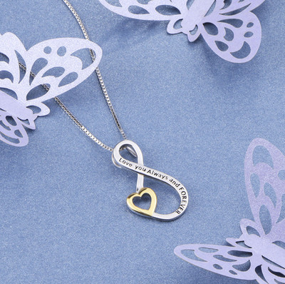 KX Love You Always And Forever – Vergoldetes Herz-Anhänger Kette Aus 925 Silber, 45 Cm