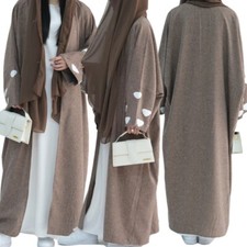 Muslim Dubai Open Kimono Cardigan Abaya Maxi Dress Islamic Kaftan Gown for Women