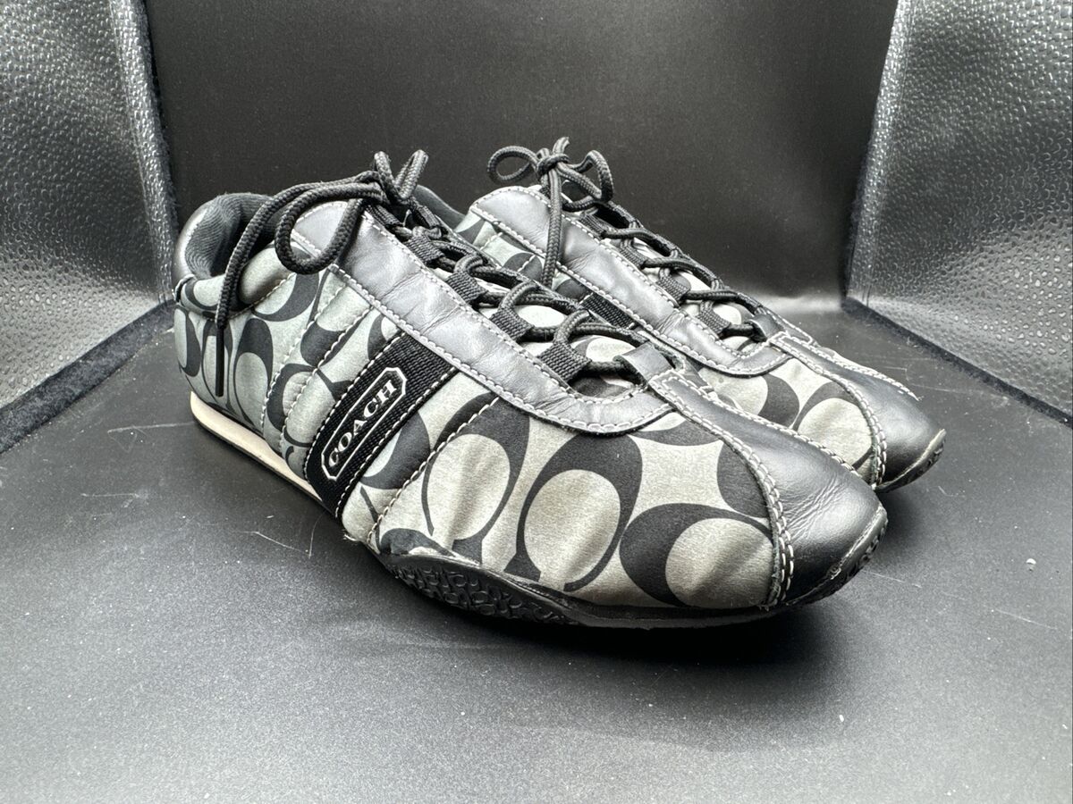 Coach Womens Kirby Q999 Black Silver Leather Monogram Lace Coach Womens Kirby Q999 Black Silver Leather Monogram Lace