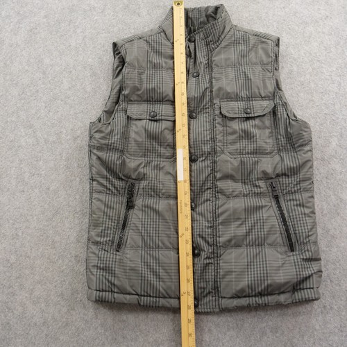 Express Puffer Vest Mens Small Gray Full Zip Pockets Button Mock Neck - Picture 10 of 13