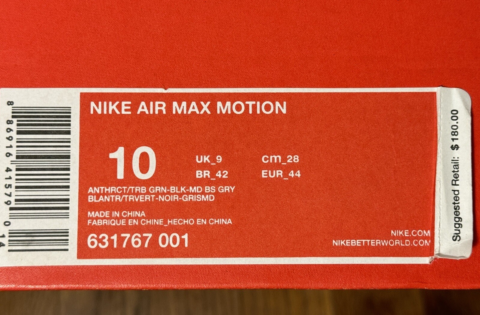 Size 10 - Nike Air Max Motion Black