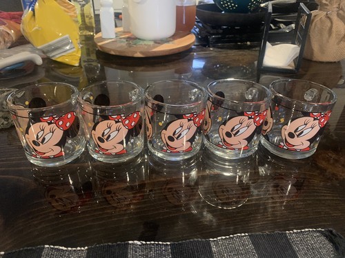 NUEVAS TAZAS DE VIDRIO TRANSPARENTE VINTAGE ANCHOR HOCKING WALT DISNEY MICKEY MINNIE MOUSE (5) - Imagen 2 de 3