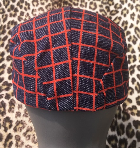 FRENCH 1960s UNISEX CAP HAT & FRONT POCKET~BLUE/RED DENIM~MADE IN FRANCE~NEW~S/M - Picture 3 of 10