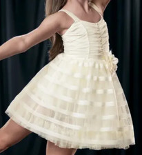 New WEISSMAN We Both Know 8617 IVORY Shirred Bodice Stripe Tulle Dress LA L ADLT