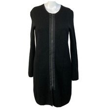Talbots Petite Dress Womens Sz SP Black Merino Wool Front Zipper Sweater