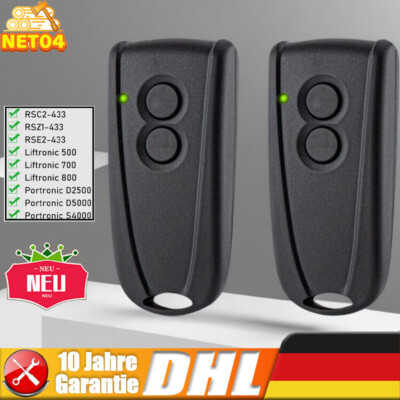 2 Stück Garagenöffner Fernbedienung für EcoStar RSC2 433 RSE2-433 Tor Handsender