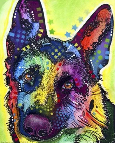 New German Shepherd by Dean Russo Dog Animal Art Wall Print Home