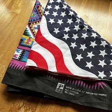2 Cotton Bandanas Western  USA Flag Colors 22x21  Made In US