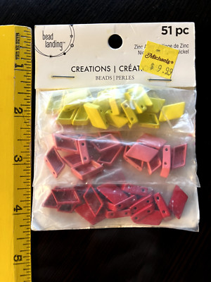 Creations Bead Landing zinc alloy beads  51 pcs Yellow Pink Red New in Pack