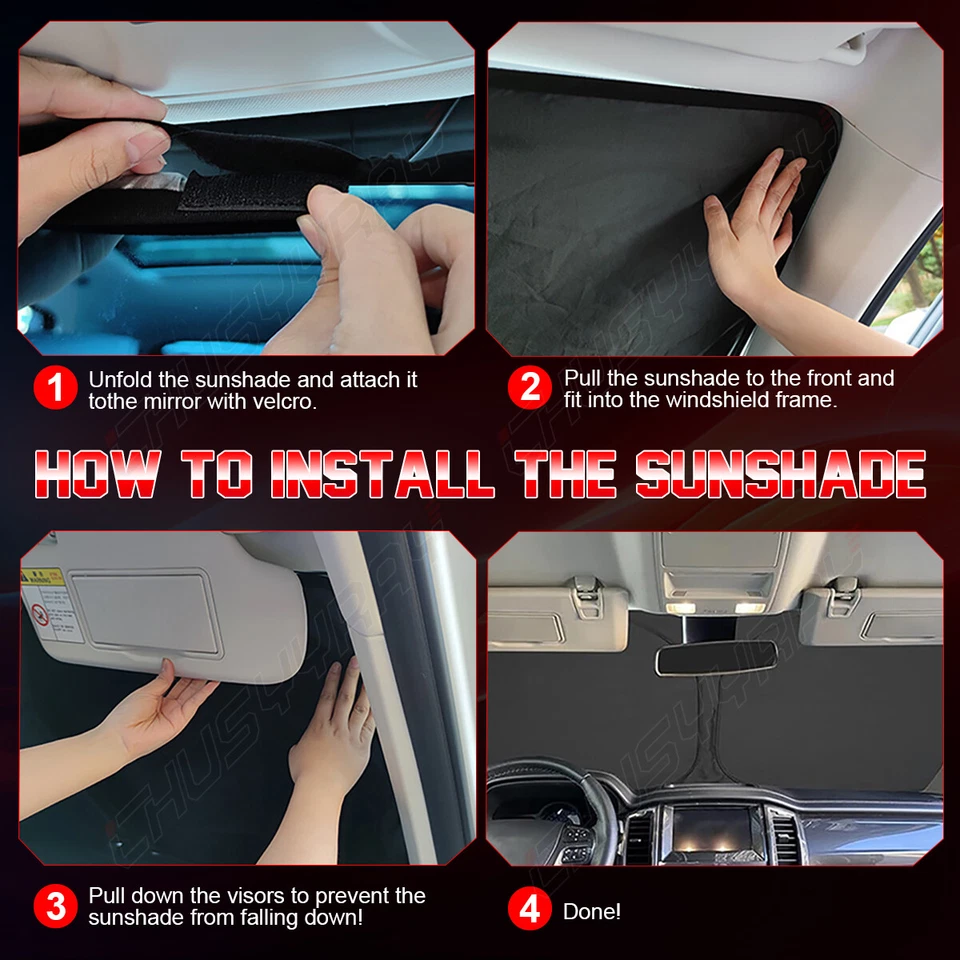 Se adapta a Ford Edge 2010-2014 Parabrisas delantero Parasol Visera Protector Bloque UV Cubierta Foto 4 de 4