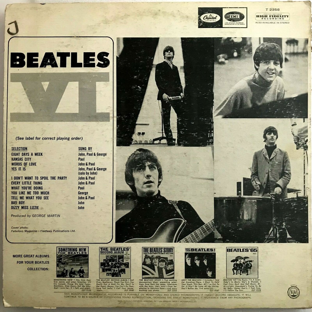 The BEATLES VI ビートルズVIアナログLPレコード THE BEATLES / BEATLES VI THE U.S.ALBUM COLLECTION