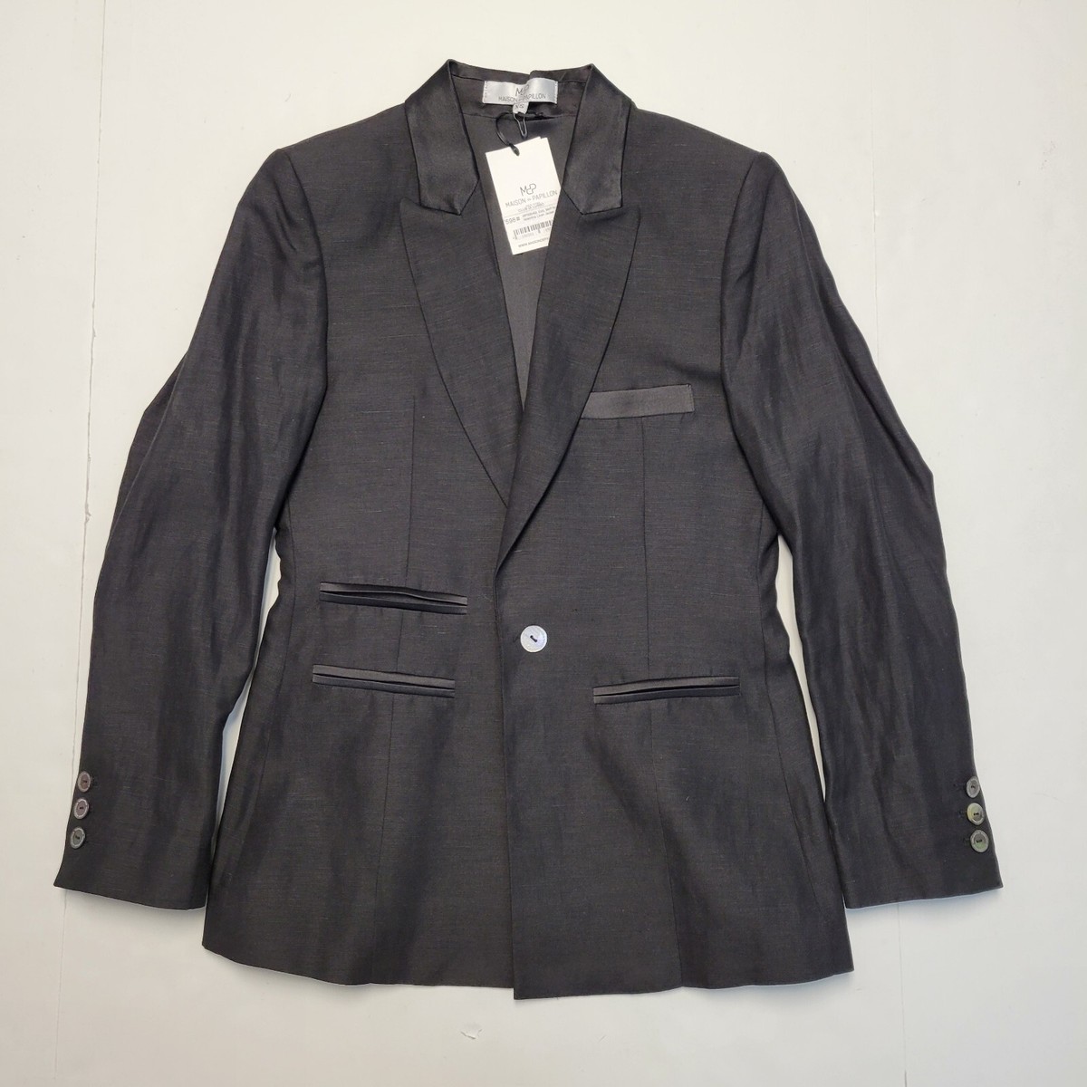 $598 Maison De Papillon SILK LINEN Jacket Blazer Women's XS X