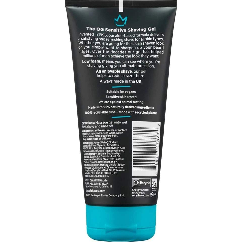 Gel de Afeitar Sensible King Of Shaves con Aloe Vera y Árbol de Té 175 ml Foto 2 de 2