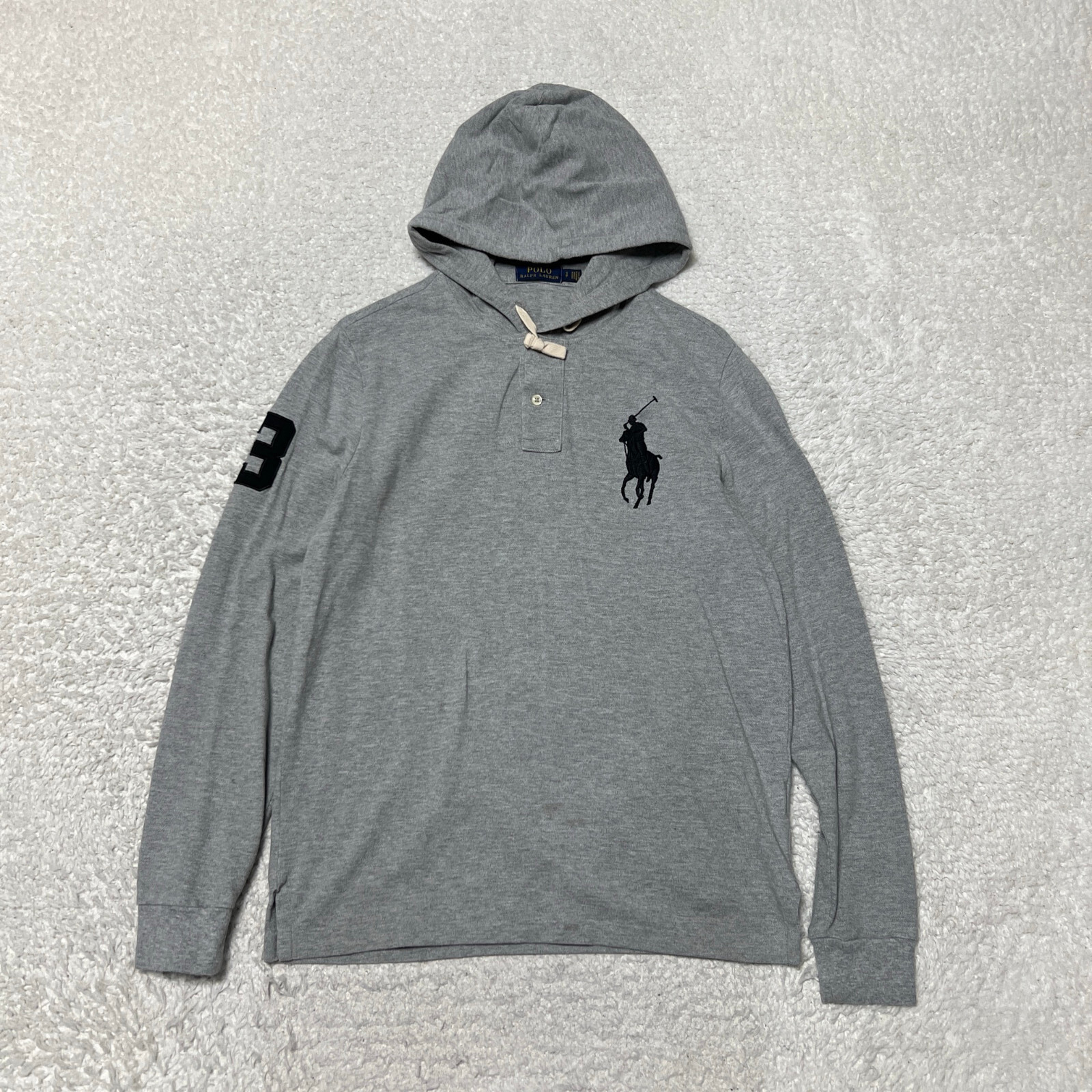 Polo Ralph Lauren felpa con cappuccio uomo piccola grigia grande pony rugby Henley maglione cotone