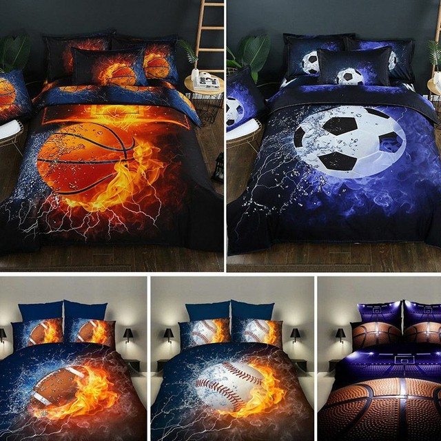 Football Double Duvet Cover Set Blue Soccer Sport Bedding For Sale