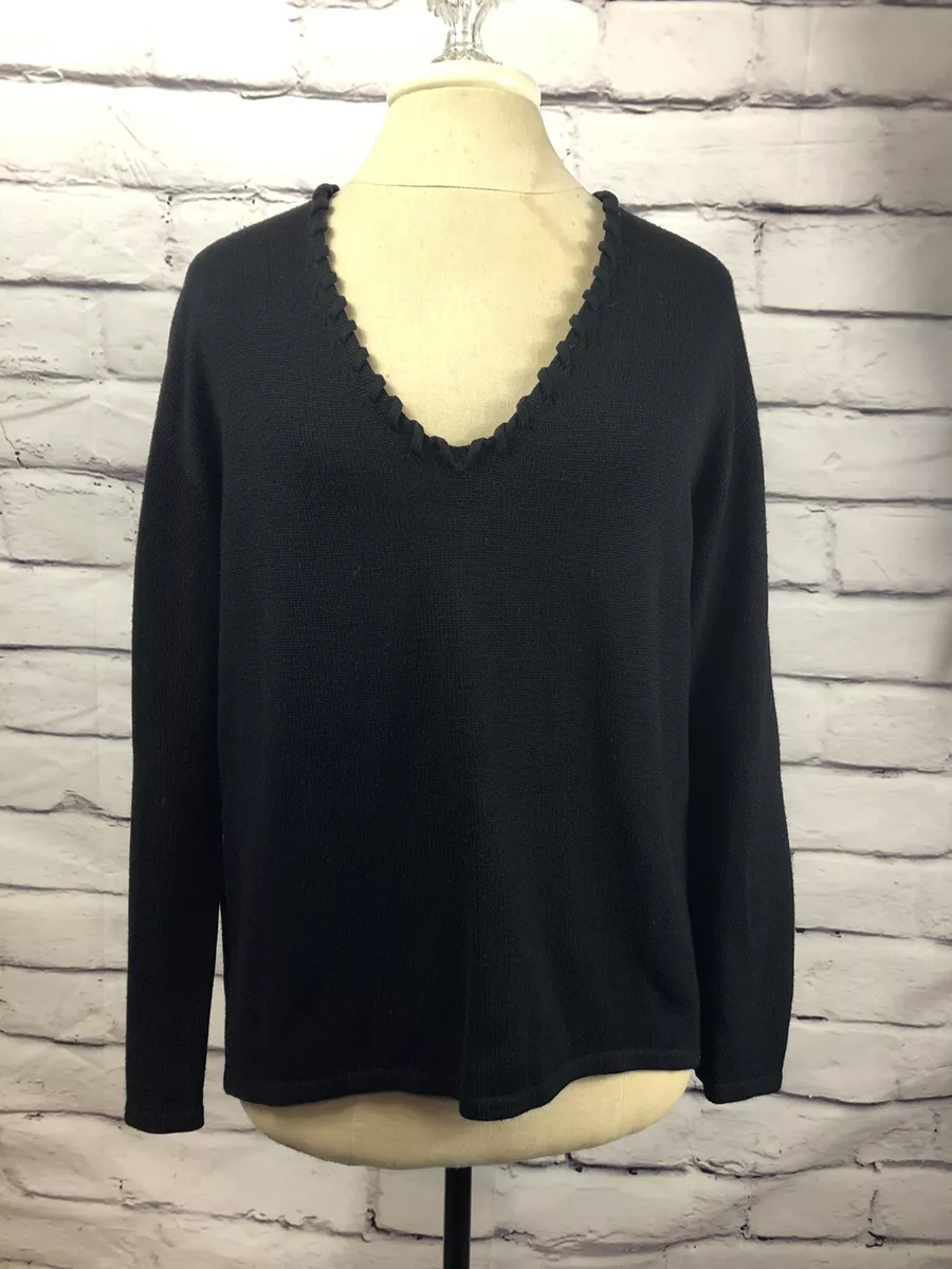 Balenciaga Knit Wool Women's Size 40 Black Long Sleeve Sweater Twist Collar