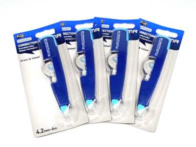 4x Plus Korrekturroller MR 6m * 4,2mm, nachfüllbar,blau