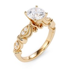 1.10 Carat Round Cut Lab Created Diamond Engagement Ring 14K Solid Yellow Gold 5