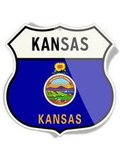 State Flag of Kansas - Shield Shape - Aluminum Sign - Made in the USA