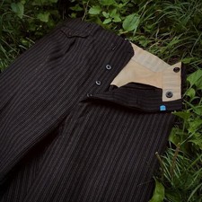 Vintage 30s 40s European fishtail stripe half belt work pants