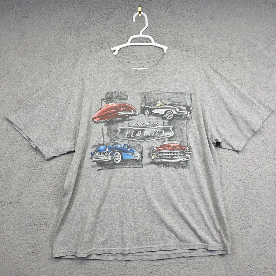 Camisa Clásica Estilo de Vida Para Hombres 2XL Gris Clásicos Americanos Coches Gráfico Retro Camiseta Foto 2 de 4