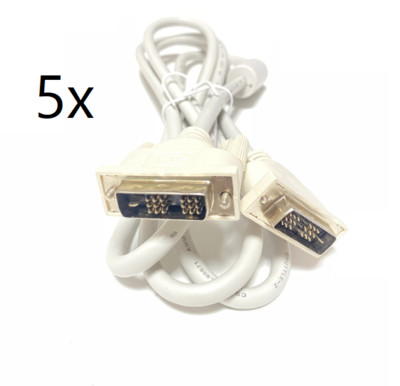 5x DVI-D Single Link Kabel hellgrau weiß ca. 150 cm 18+1 Business #neu