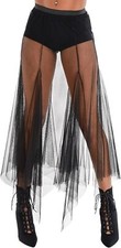 Sheer Long Skirt Gothic Witch Fancy Dress Up Halloween Adult Costume Accessory