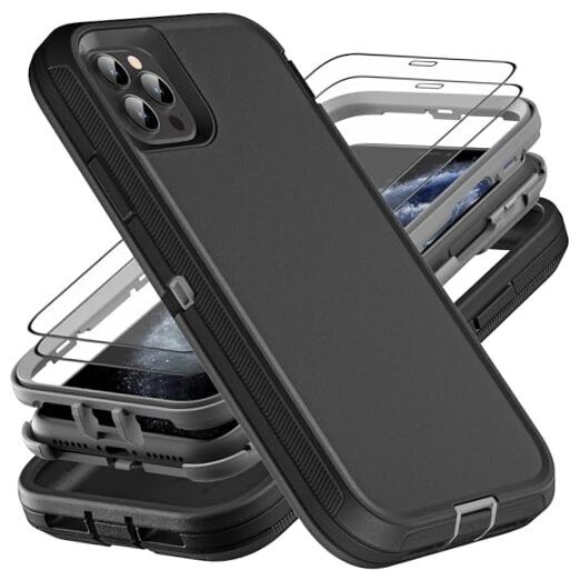 for iPhone 11 Pro Max Case, Military Grade 3 in 1 Heavy Duty Black/Grey