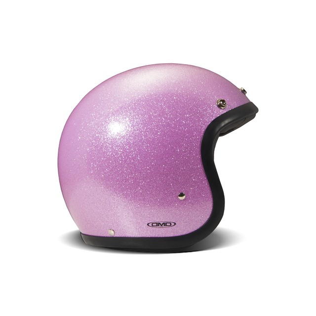 Casque Jet Café Racer DMD RETRO Paillettes Roses Brillantes