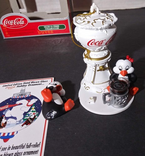 Vintage Coca Cola Penguins Soda Glass Christmas Ornament - Picture 4 of 8