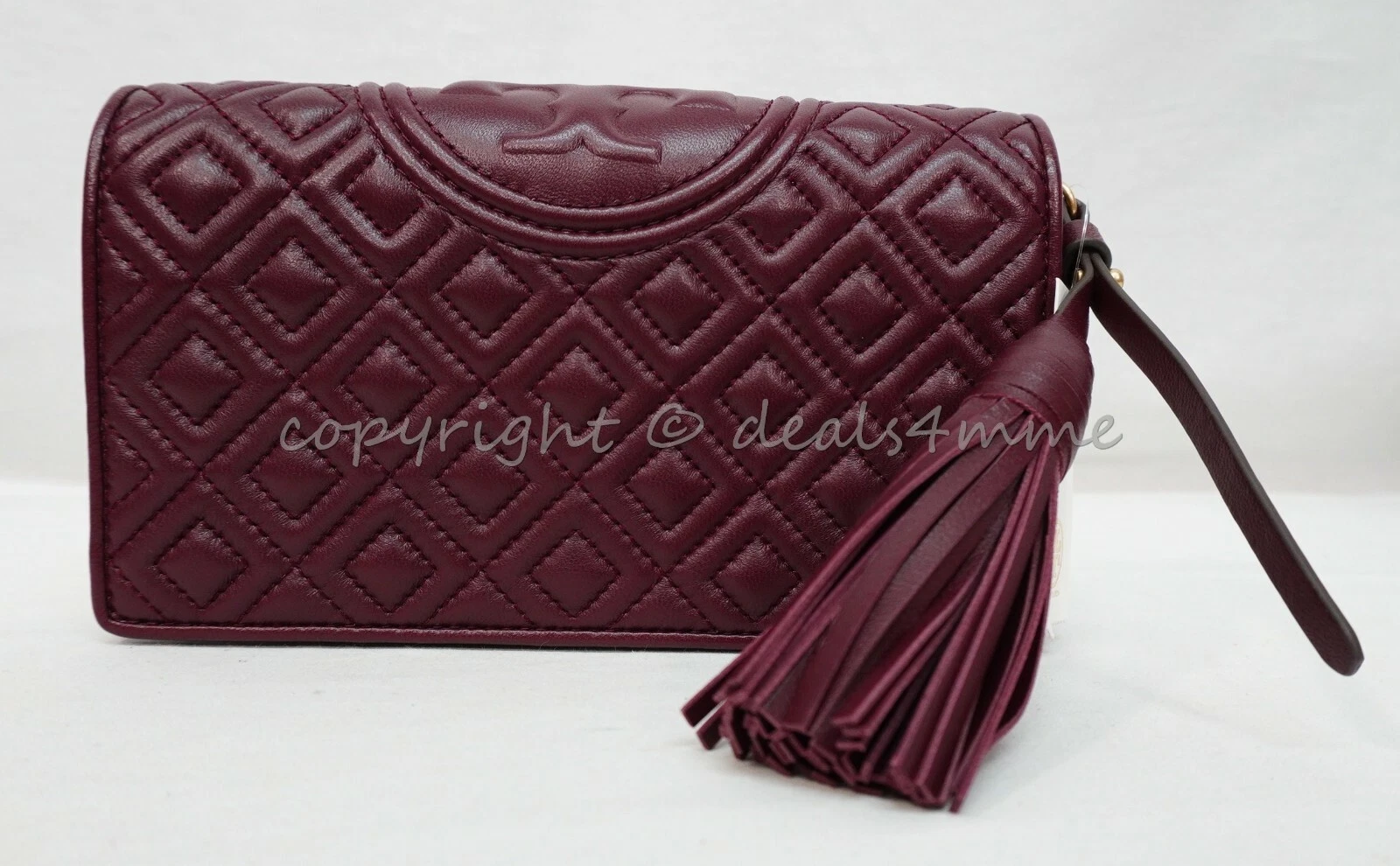 Borsa a tracolla Tory Burch Fleming nuova con etichette WOC portafoglio frizione in chiaro e mela rossa