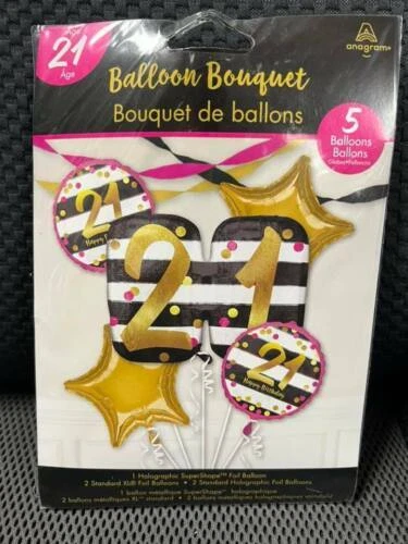21st Birthday Party Balloons Black Anagram
