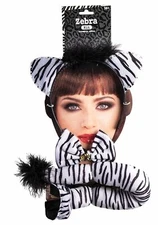 Zebra Kit Ears Tail Animal Fancy Dress Up Halloween Adult Costume Accessory