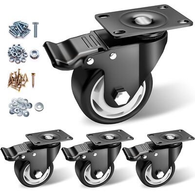 Caster Wheels - 3 Inch Casters Set of 4 Heavy Duty BOSGEOT Locking Industrial...