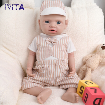IVITA 19'' Full Silicone Reborn Doll Boy Baby Kids Birthday Gift Handmade Doll