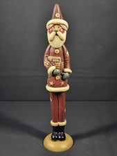Vintage 1993 BM-DA 9" resin pencil Santa figurine old world rustic patchwork