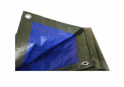 Gewebeplane 140g/m² Abdeckplane 0,53 /m² Schutzplane Ösenplane Plane grün/blau