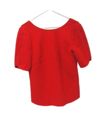 J.Crew Collection Womens Top 0 Wool Blend Red Short Sleeve Career